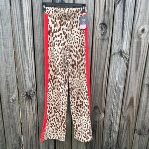 Grayson Threads Leopard Print Leggings with Red Stripes